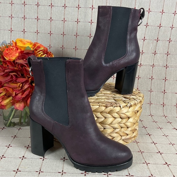 PAIGE Shoes - PAIGE “Natasha” Oxblood (Burgundy) Leather Short Boots Chunky Chelsea Bootie 9.5